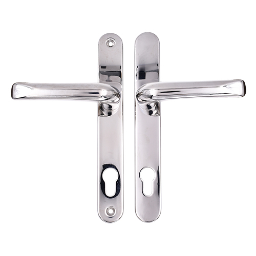 TSS Grade 304 Stainless Steel Lever Lever UPVC Multipoint Door Handles - 92mm PZ Sprung 210mm Screw Centres			
