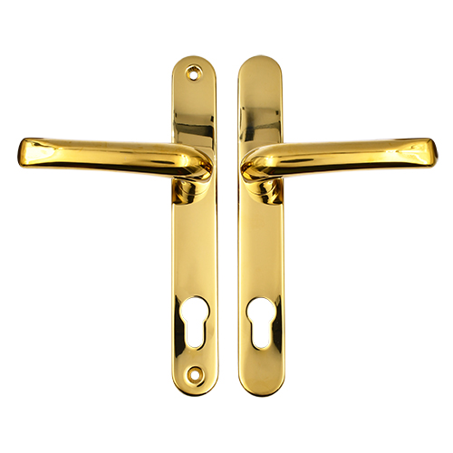 TSS Grade 304 Stainless Steel Lever Lever UPVC Multipoint Door Handles - 92mm PZ Sprung 210mm Screw Centres			