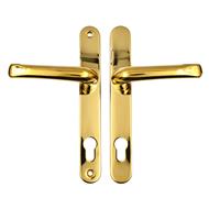 TSS Grade 304 Stainless Steel Lever Lever UPVC Multipoint Door Handles - 92mm PZ Sprung 210mm Screw Centres			