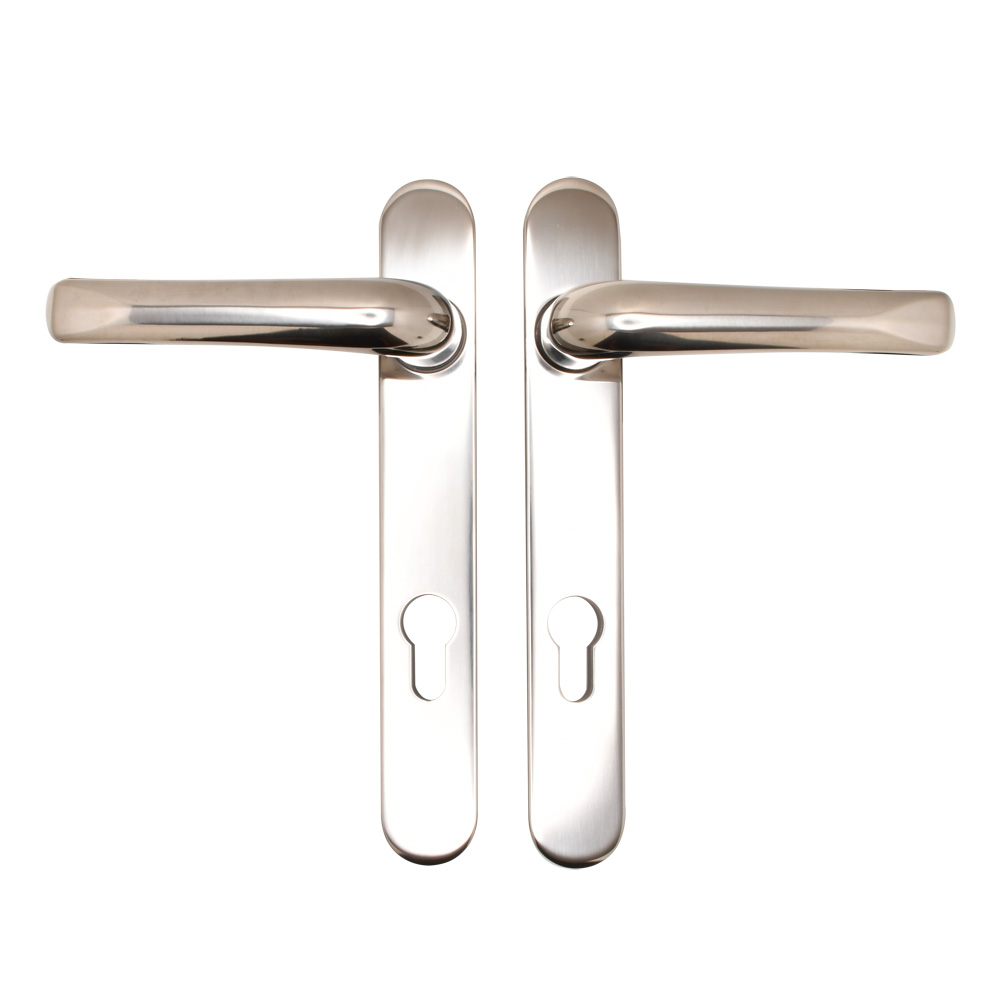 TSS Grade 304 Stainless Steel Lever Lever UPVC Multipoint Door Handles - 92mm PZ Sprung 122mm Screw Centres	