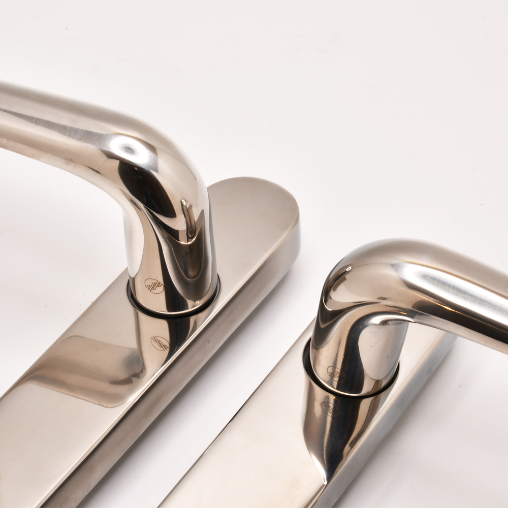 TSS Grade 304 Stainless Steel Lever Lever UPVC Multipoint Door Handles - 92mm PZ Sprung 122mm Screw Centres	