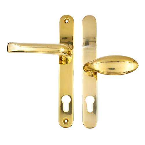 TSS Grade 304 Stainless Steel Lever Moveable Pad Offset UPVC Multipoint Door Handles - 92/62mm PZ Sprung 210mm Screw Centres