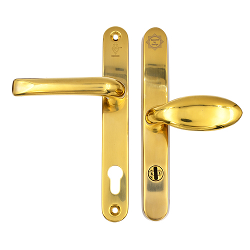 TSS TS007 2 Star Grade 304 Stainless Steel Lever Moveable Pad (Offset) UPVC Multipoint Door Handles - 92/62mm PZ Sprung 210mm Screw Centres