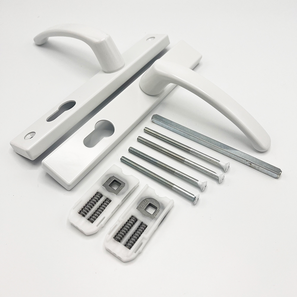 TSS Lever Lever UPVC Multipoint Door Handles - 70mm PZ - Sprung - 180mm Screw Centres - 7mm Follower