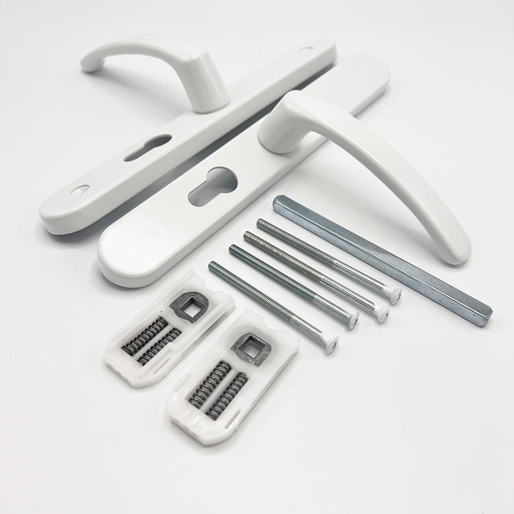 TSS Lever Lever UPVC Multipoint Door Handles - 48mm PZ - Sprung - 200mm Screw Centres