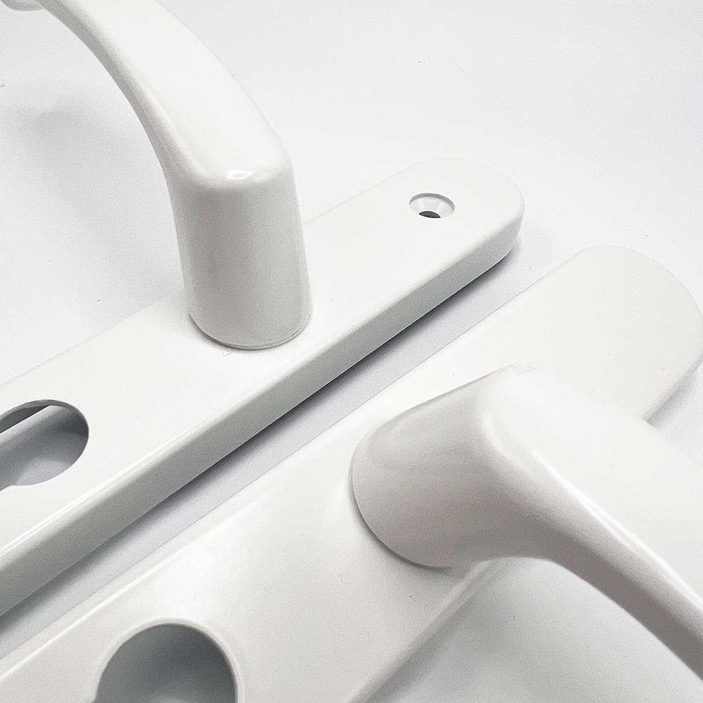 TSS Lever Lever UPVC Multipoint Door Handles - 48mm PZ - Sprung - 160mm Screw Centres