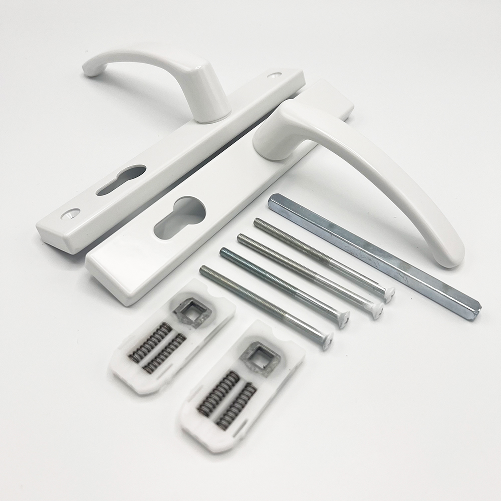 TSS Lever Lever UPVC Multipoint Door Handles - 72mm PZ - Sprung - 180mm Screw Centres