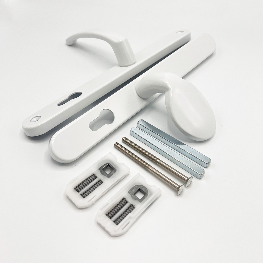 TSS Universal Lever Moveable Pad Offset UPVC Multipoint Door Handles - 92/62mm PZ - Sprung - 264mm Screw Centres