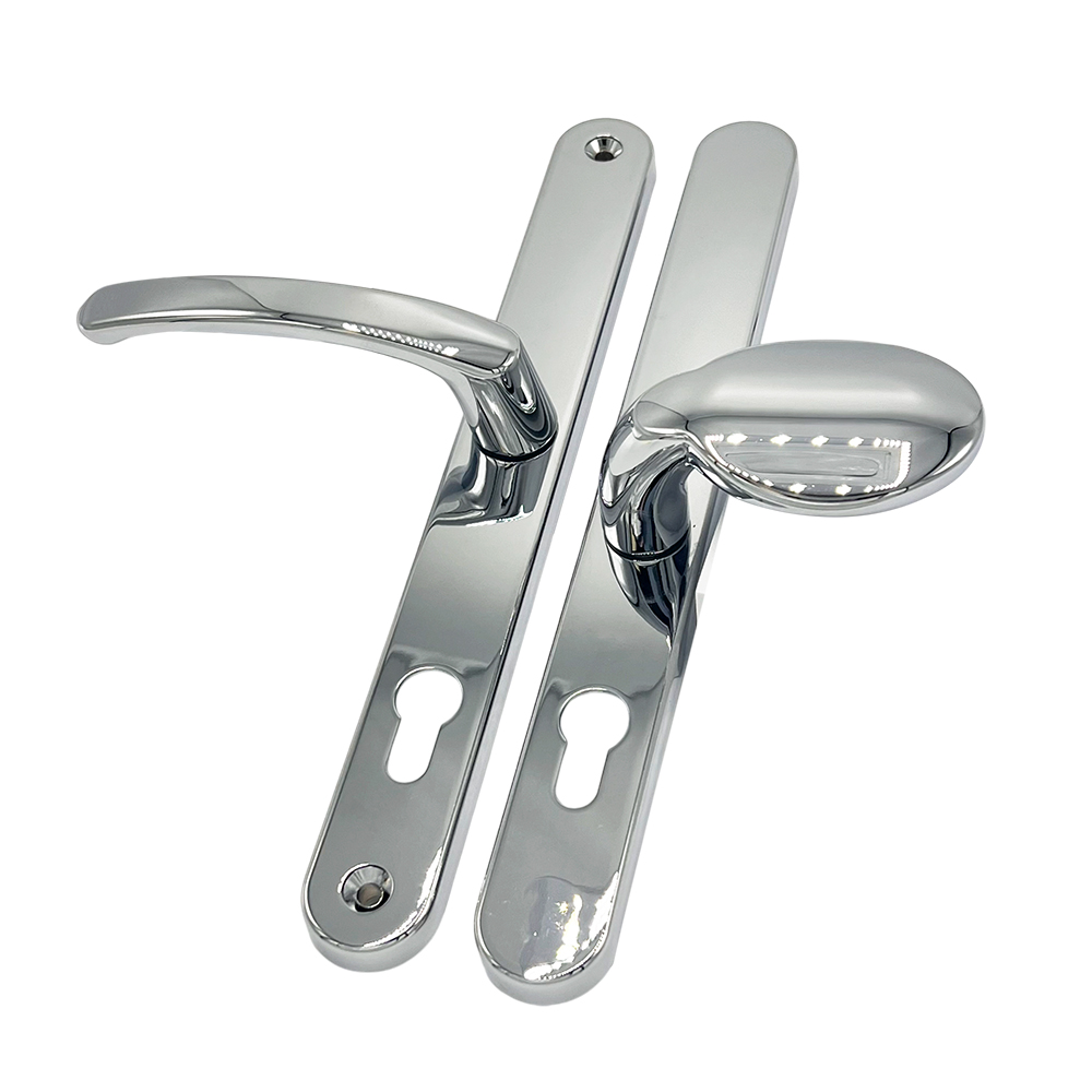 TSS Universal Lever Moveable Pad Offset UPVC Multipoint Door Handles - 92/62mm PZ - Sprung - 264mm Screw Centres