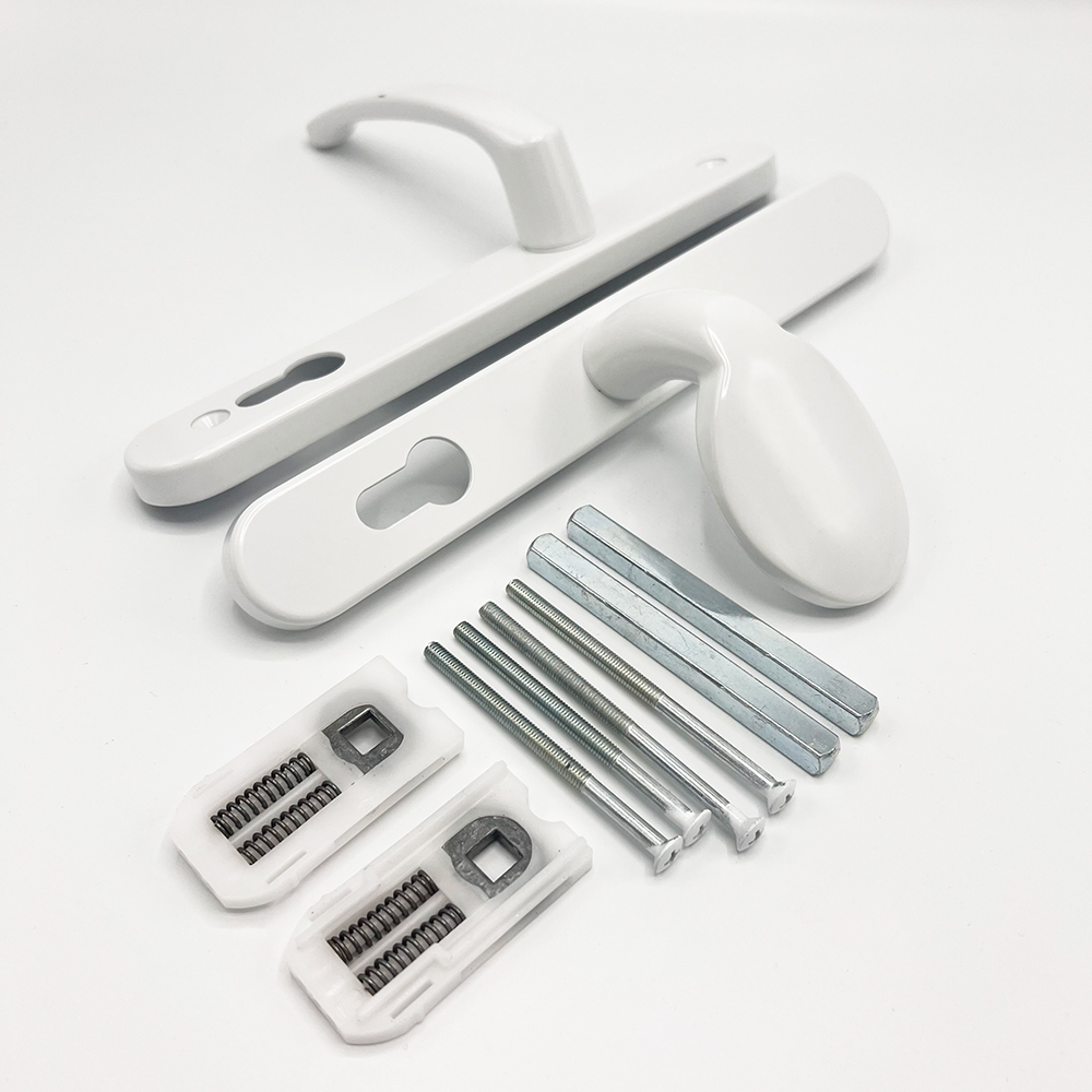 TSS Offset Lever Moveable Pad Multipoint Door Handles - 95/65mm PZ - Sprung - 200mm Screw Centres