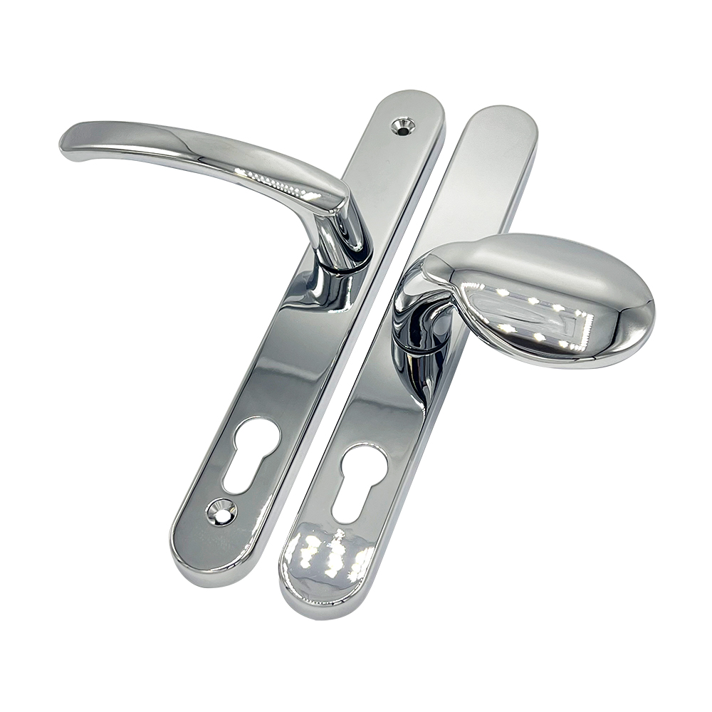 TSS Offset Lever Moveable Pad Multipoint Door Handles - 95/65mm PZ - Sprung - 200mm Screw Centres