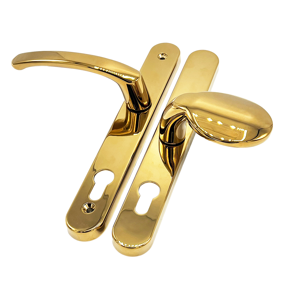 TSS Offset Lever Moveable Pad Multipoint Door Handles - 95/65mm PZ - Sprung - 200mm Screw Centres