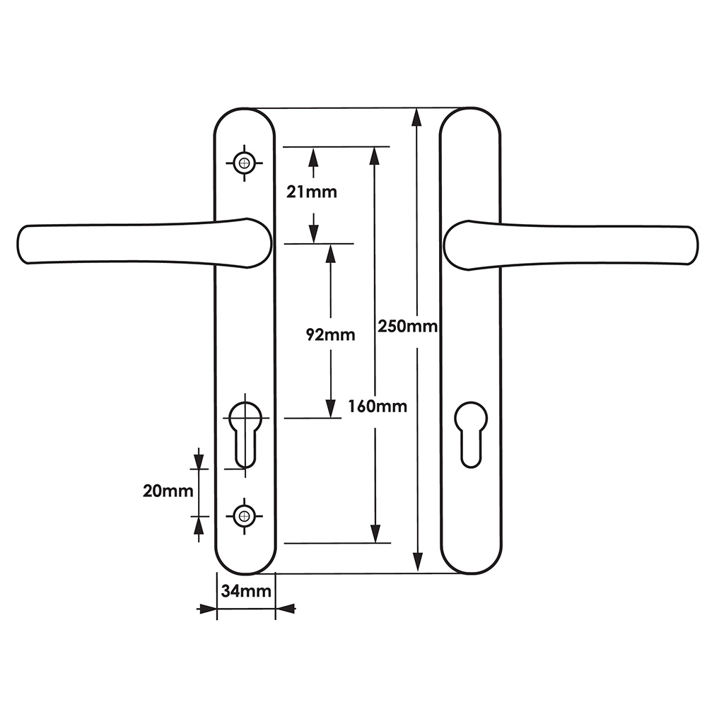 TSS Lever Lever Multipoint Door Handles - 92mm PZ - Sprung - 160mm Screw Centres