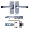 ASEC Victorian Handle Latch Pack Plated Straight Lever With Latch & Hinges
