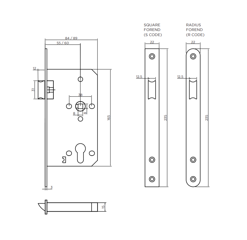 Zoo DIN Euro Mortice Latch Case