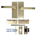 ASEC Victorian Handle Latch Pack Plated Straight Lever With Latch & Hinges