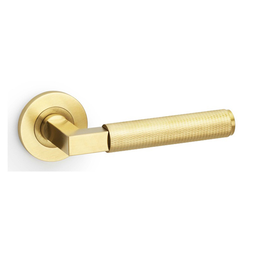 Alexander & Wilks AW200SBPVD Hurricane Knurled Lever On Round Rose - Satin Brass PVD (LEAD TIME: 2-3 DAYS)
