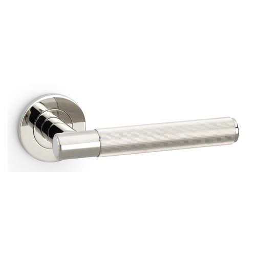 Alexander & Wilks AW222PNPVD Spitfire Reeded Lever On Round Rose - Polished Nickel PVD (LEAD TIME: 2-3 DAYS)