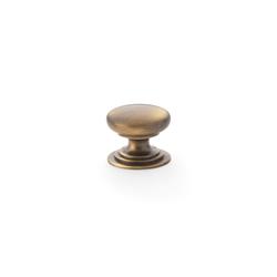 Alexander & Wilks AW825-25-AB Waltz Round Cupboard Knob On Stepped Rose - Antique Brass Knob 25mm (LEAD TIME: 2-3 DAYS)