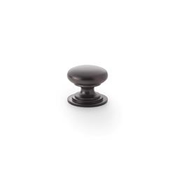 Alexander & Wilks AW825-25-DBZ Waltz Round Cupboard Knob On Stepped Rose - Dark Bronze Knob 25mm (LEAD TIME: 2-3 DAYS)