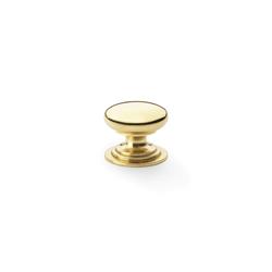 Alexander & Wilks AW825-25-PBL Waltz Round Cupboard Knob On Stepped Rose - Polished Brass Knob 25mm (LEAD TIME: 2-3 DAYS)
