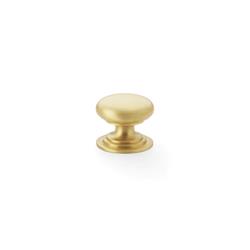 Alexander & Wilks AW825-25-SB Waltz Round Cupboard Knob On Stepped Rose - Satin Brass Knob 25mm (LEAD TIME: 2-3 DAYS)