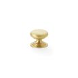 Alexander & Wilks AW825-25-SB Waltz Round Cupboard Knob On Stepped Rose - Satin Brass Knob 25mm (LEAD TIME: 2-3 DAYS)