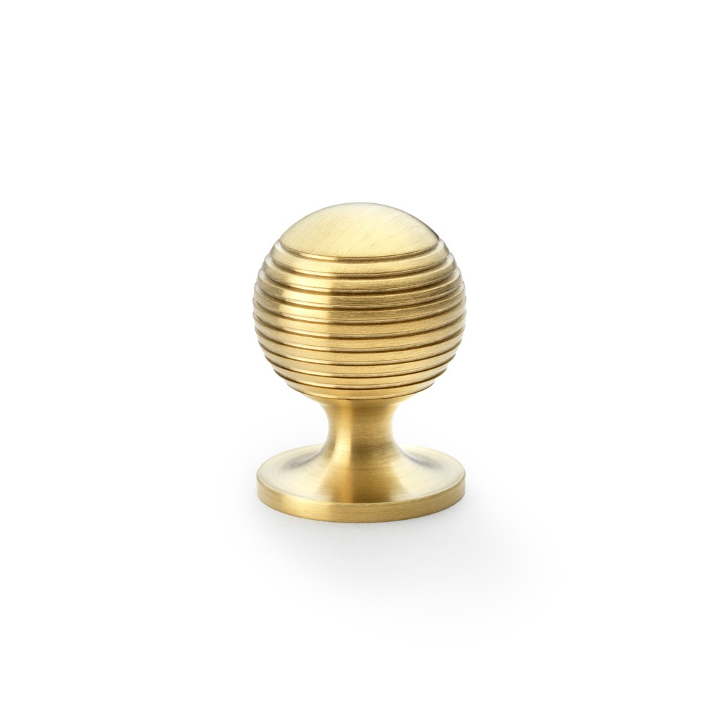 Alexander & Wilks AW832-32-SBPVD Caesar Cupboard Knob On Round Rose - Satin Brass PVD 32mm (LEAD TIME: 2-3 DAYS)