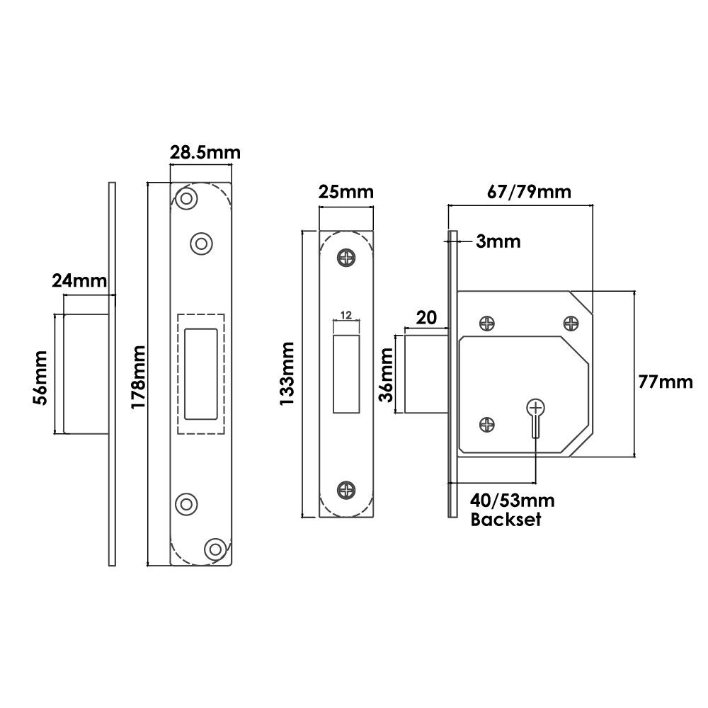 TSS Retro Fit British Standard 5 Lever Mortice Deadlock