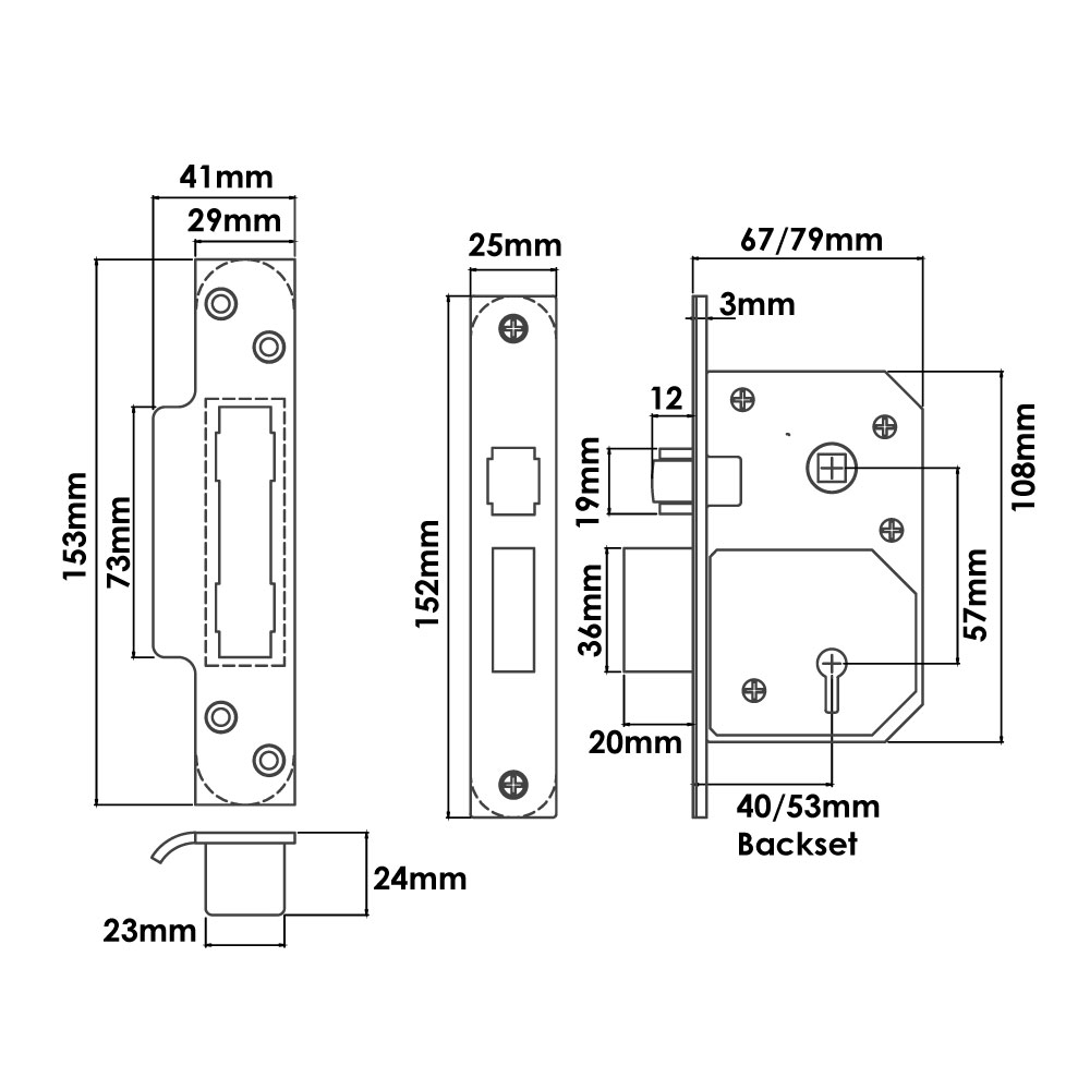 TSS Retro Fit British Standard 5 Lever Mortice Sashlock
