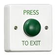 CQR AEB17 Surface Mounted Plastic Green Dome Button - Legend "Press To Exit" (LEAD TIME: 2-3 DAYS)