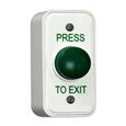 CQR AEB18 Surface Mounted Narrow Plastic Green Dome Button - Legend "Press To Exit" (LEAD TIME: 2-3 DAYS)