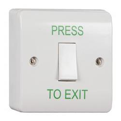 CQR AEB1NR Surface Mounted Plastic Exit Switch - Legend "Press To Exit" - White (LEAD TIME: 2-3 DAYS)