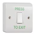 CQR AEB1NR Surface Mounted Plastic Exit Switch - Legend "Press To Exit" - White (LEAD TIME: 2-3 DAYS)
