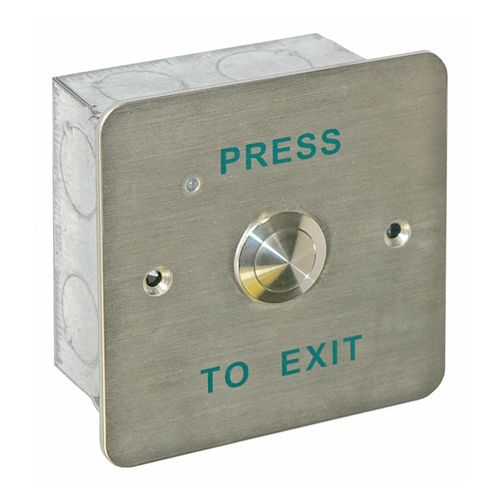 CQR AEB2 Flush Exit Button With 19mm Button NO/NC - Legend "Press To Exit" - Stainless Steel (LEAD TIME: 2-3 DAYS)