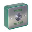 CQR AEB26 Surface Mounted Stainless 22mm Exit Button NO/NC - Legend "Press To Exit" - Stainless Steel / Green Back Box (LEAD TIME: 2-3 DAYS)