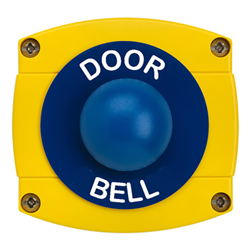 CQR AEB48 IP66 Yellow/Blue Surface Box With Momentary Blue Dome - Legend Door Bell (LEAD TIME: 2-3 DAYS)
