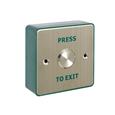 CQR AEB503/B Surface Mounted Request To Exit Switch With 22mm Button - Legend "Press To Exit" - Stainless Steel / Green Back Box (LEAD TIME: 2-3 DAYS)