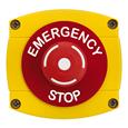 CQR AEB53 IP66 Yellow/Red Surface Box With Red Push On / Twist Off Button - Legend "Emergency Stop" (LEAD TIME: 2-3 DAYS)