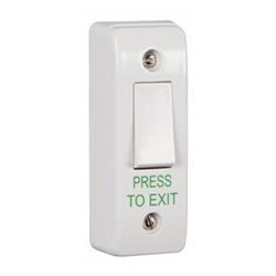 CQR AEB8 Narrow Surface Mounted Plastic Exit Switch - Legend "Press To Exit" - White (LEAD TIME: 2-3 DAYS)