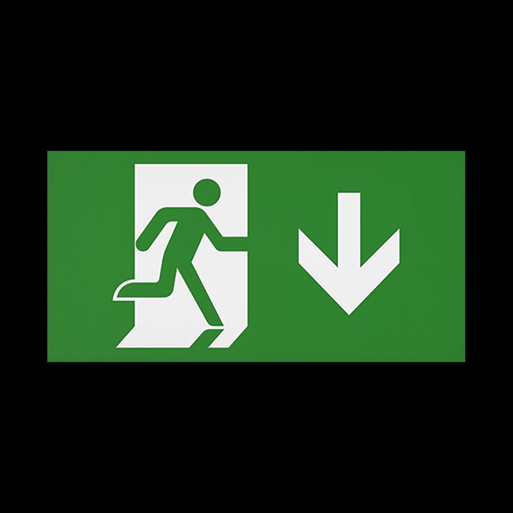 CQR BL/310/LEG/D Emergency Legend for Blade Exit Sign, Arrow Down (LEAD TIME: 2-3 DAYS)