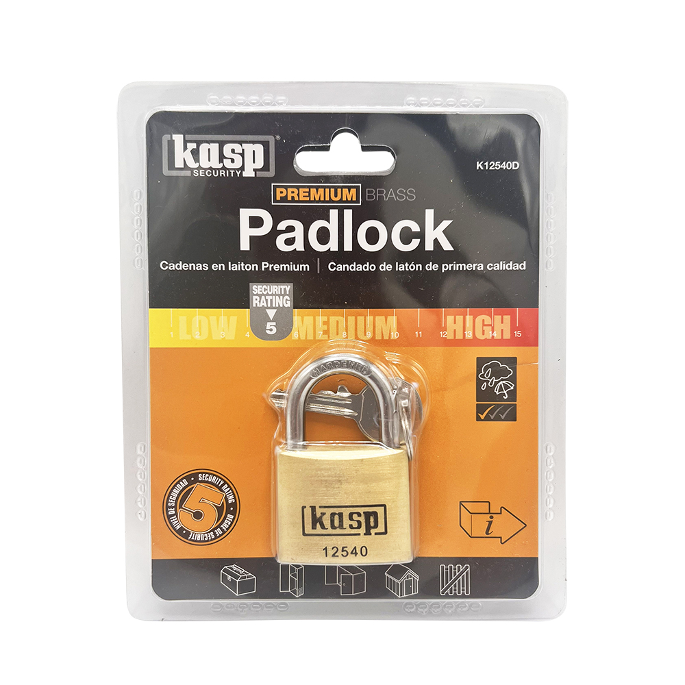 Kasp 125 Series 40mm Open Shackle Brass Padlock