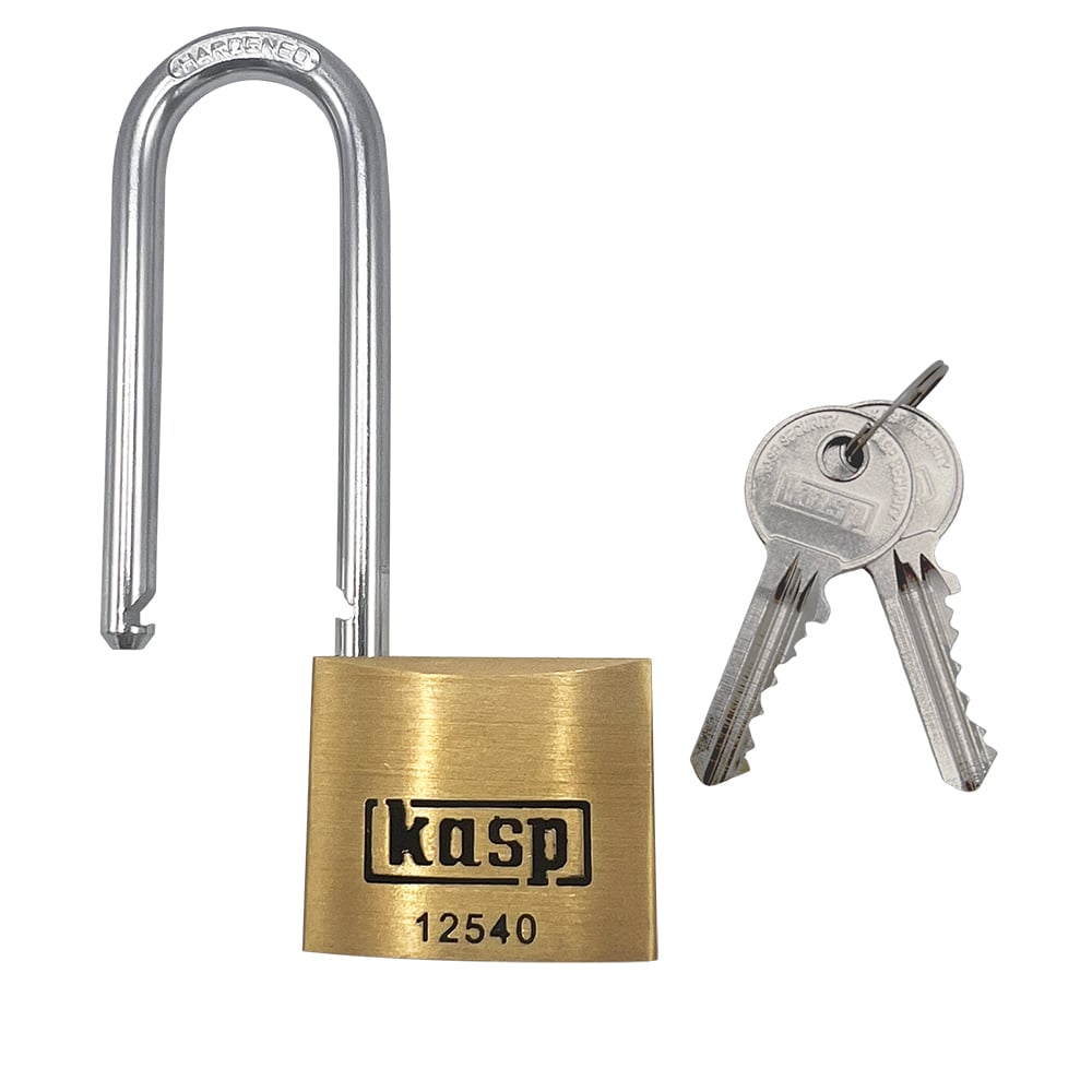 Kasp 125 series 40mm Long Shackle Brass padlock