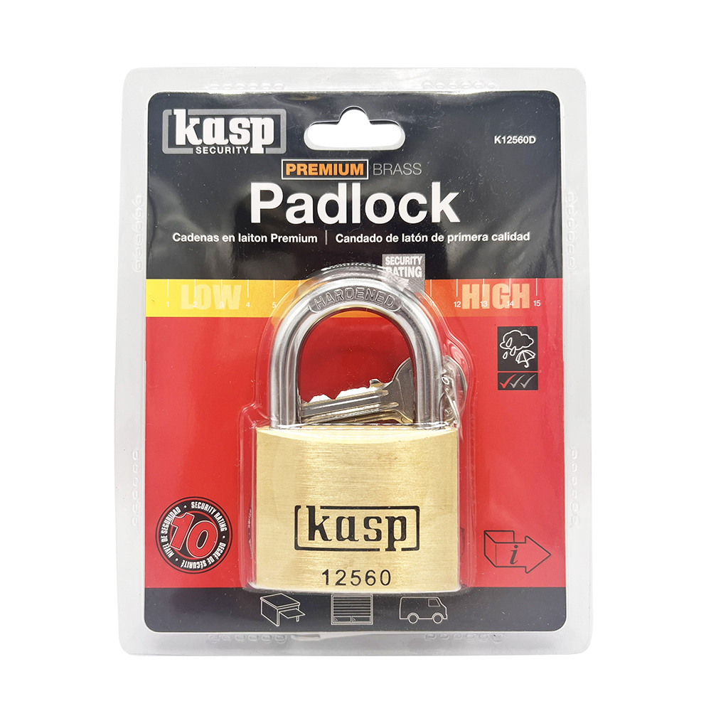 Kasp 125 series 60mm Open Shackle Brass padlock