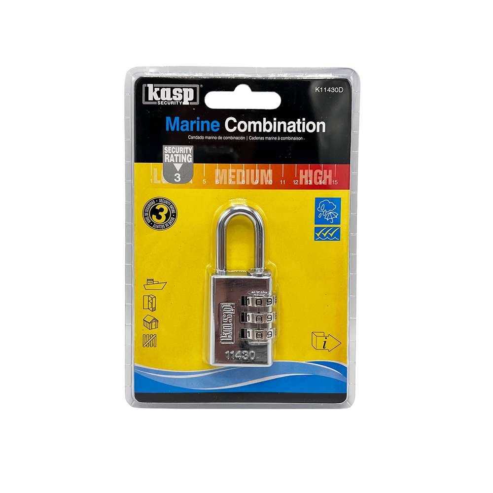 Kasp 114 Marine 30mm Open Shackle Combination Padlock