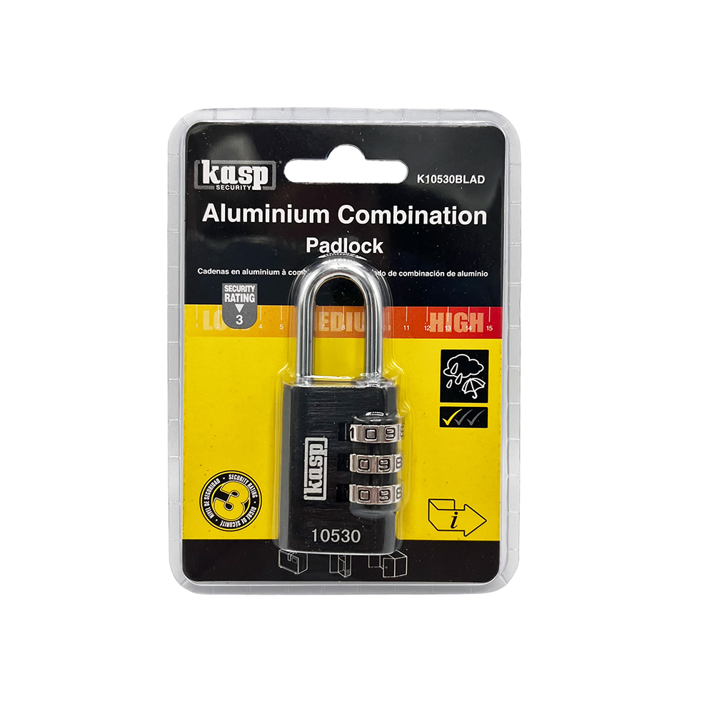 Kasp 105 30mm Open Shackle Aluminium Combination Padlock