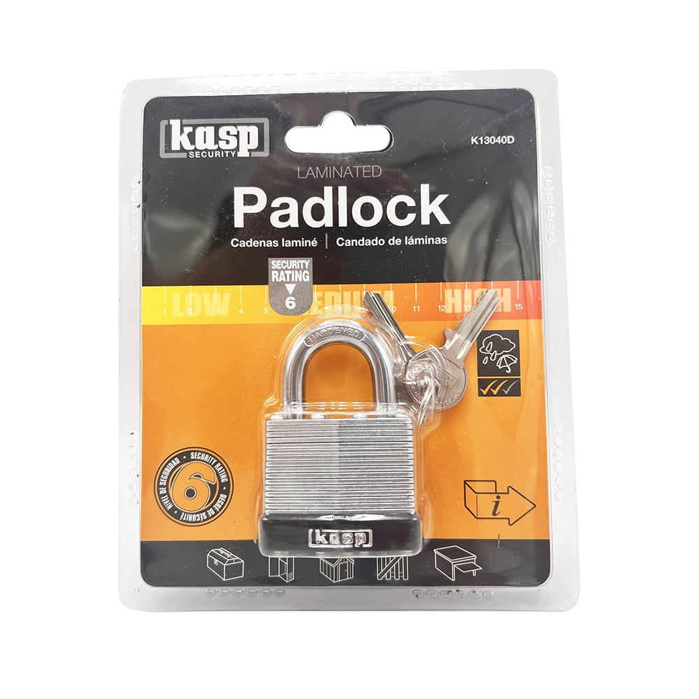 Kasp 130 40mm Open Shackle Laminated Steel Padlock