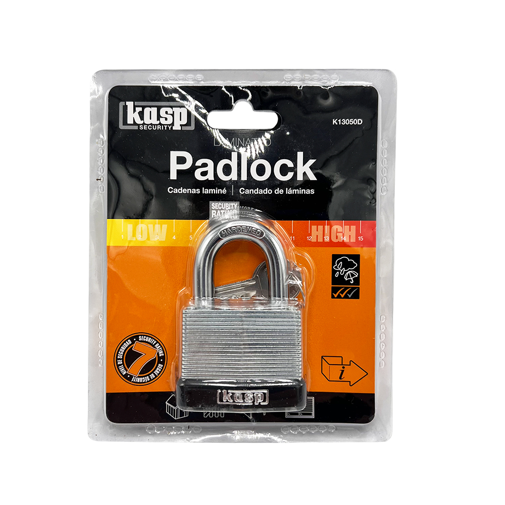 Kasp 130 50mm Open Shackle Laminated Steel Padlock