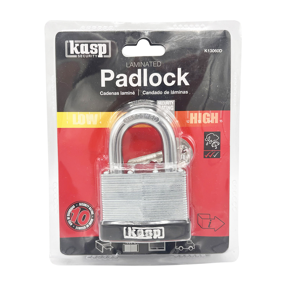 Kasp 130 60mm Open Shackle Laminated Steel Padlock