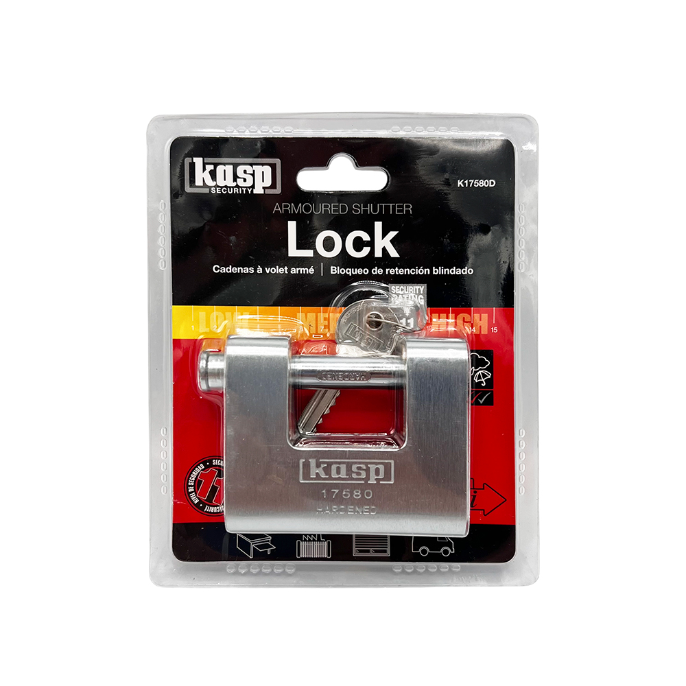Kasp 175 80mm Closed Shackle Armoured Shutter Padlock